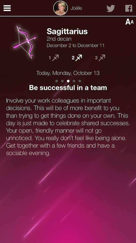 Fem Horoscope Screenshot woman view