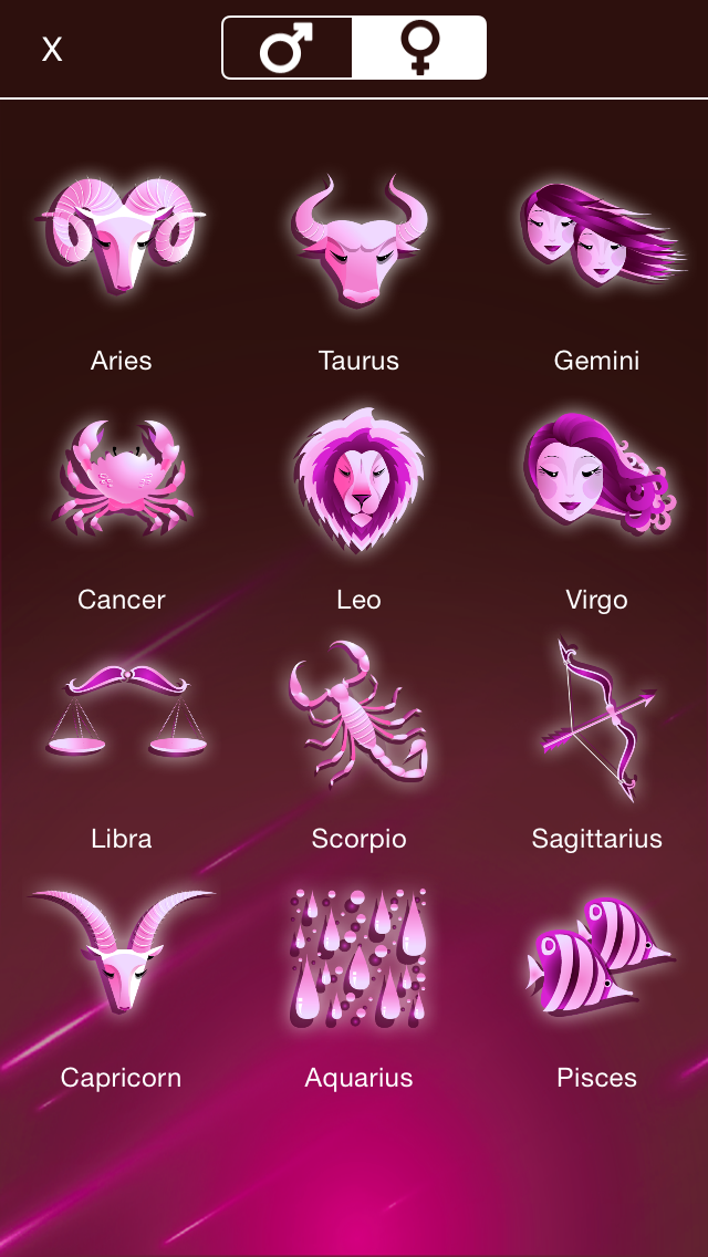 Fem Horoscope Screenshot signs view